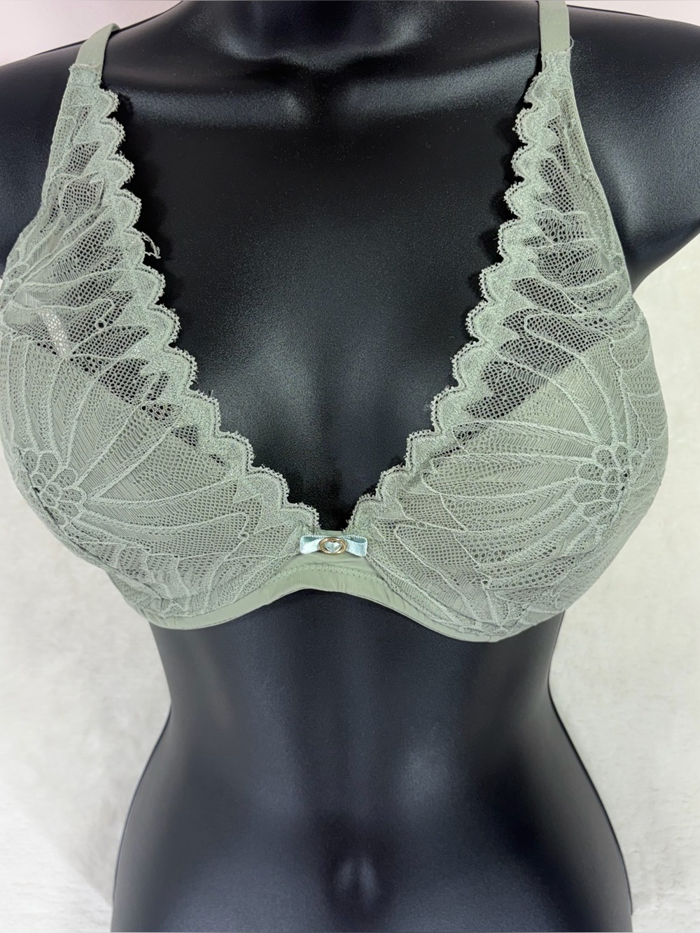 LA VIE EN ROSE Lace Underwire Bra in Sage Green 38C